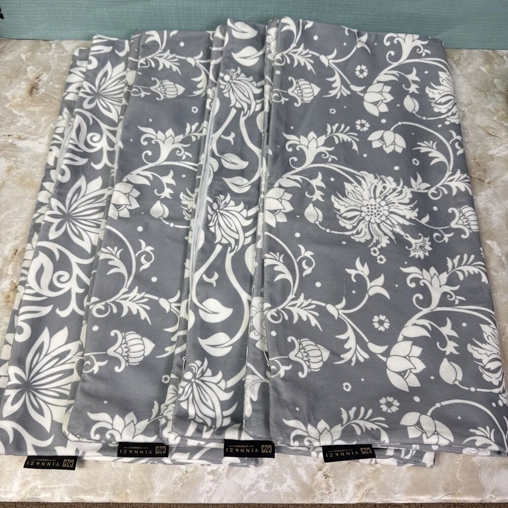 Velvet Throw Pillow Covers Pack of 4, 18x18 Inch Gray Floral Zipper Read Descrip